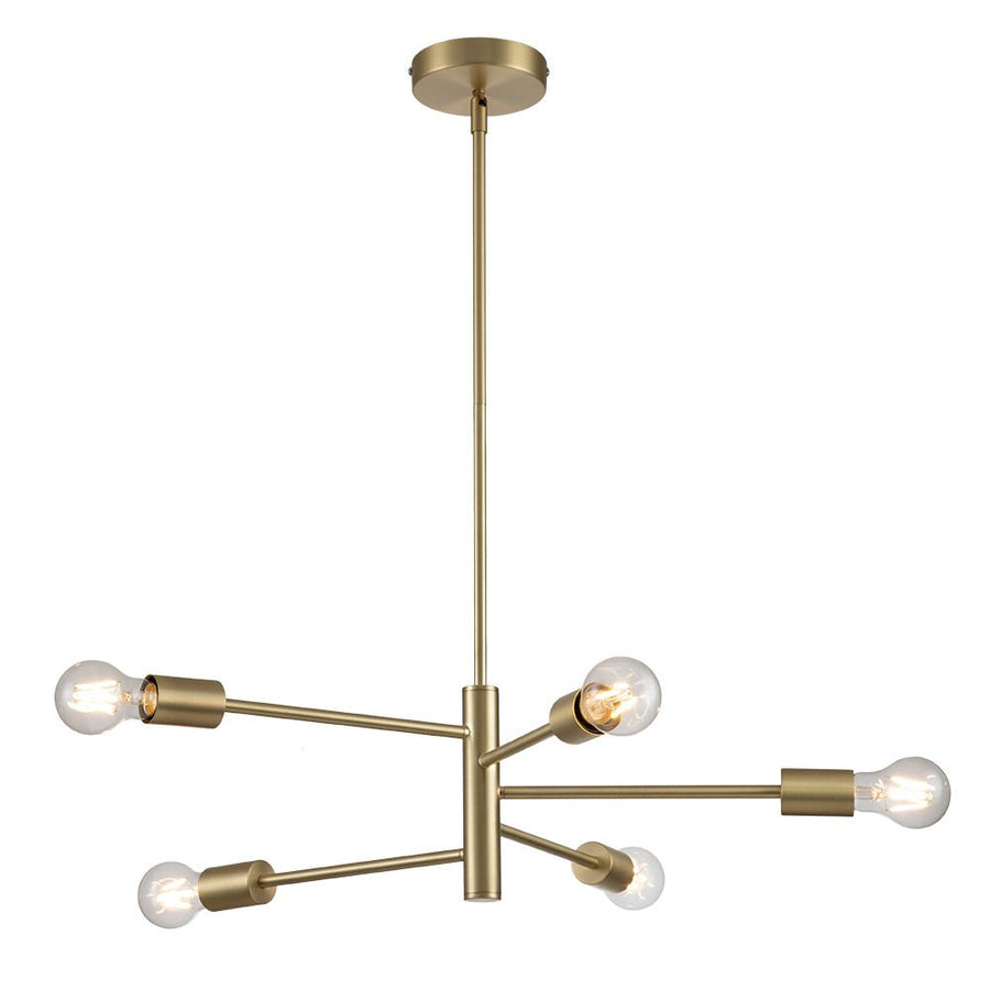 Farmhouze Light-Modern 5-Light Metal Sputnik Linear Chandelier-Chandelier-Gold-