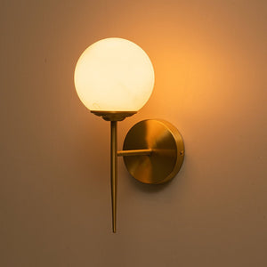 Farmhouze Light-Modern Brass 1-Light Frosted Glass Globe Wall Sconce-Wall Sconce-1-Light-Brass (Pre-Order)