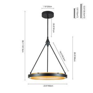 Farmhouze Light-Modern Dimmable LED Round Wheel Chandelier-Pendant-3000K (Warm Light)-