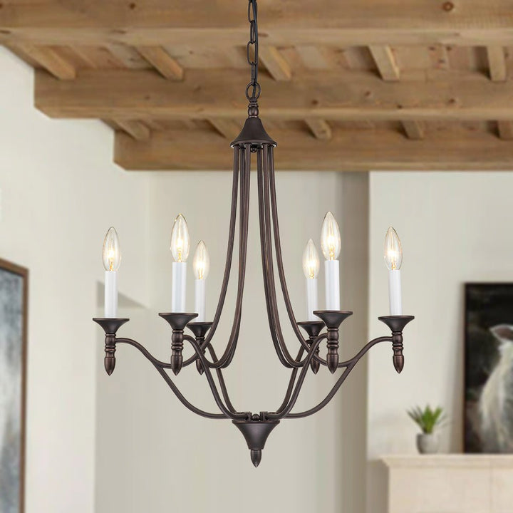 Farmhouze Light-Modern Farmhouse 6-Light Candle Empire Chandelier-Chandelier-Oiled Rubbed Bronze-