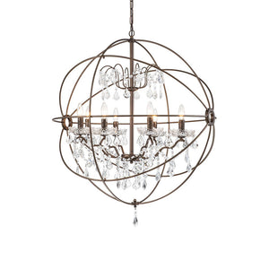 Farmhouze Light-Modern Farmhouse 8-Light Crystal Orb Chandelier-Chandelier-Nickel-