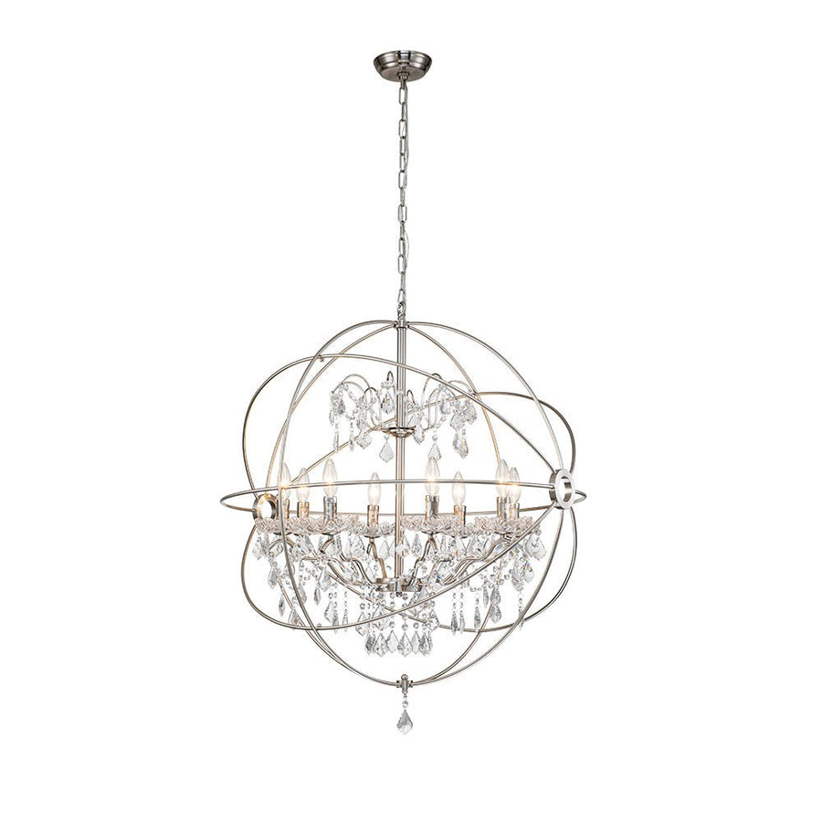 Farmhouze Light-Modern Farmhouse 8-Light Crystal Orb Chandelier-Chandelier-Nickel-