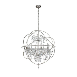 Farmhouze Light-Modern Farmhouse 8-Light Crystal Orb Chandelier-Chandelier-Nickel-