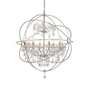 Farmhouze Light-Modern Farmhouse 8-Light Crystal Orb Chandelier-Chandelier-Nickel-