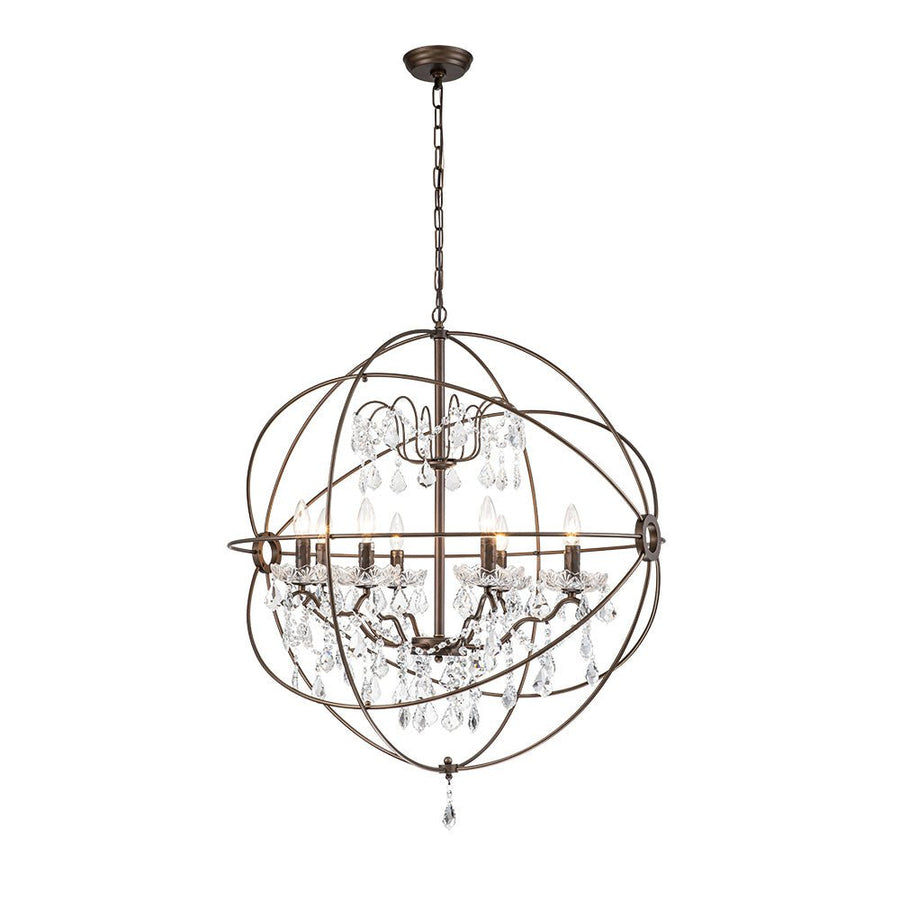 Farmhouze Light-Modern Farmhouse 8-Light Crystal Orb Chandelier-Chandelier-Nickel-