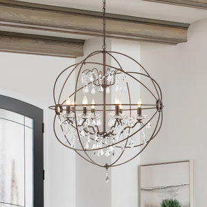 Farmhouze Light-Modern Farmhouse 8-Light Crystal Orb Chandelier-Chandelier-Oiled Rubbed Bronze-