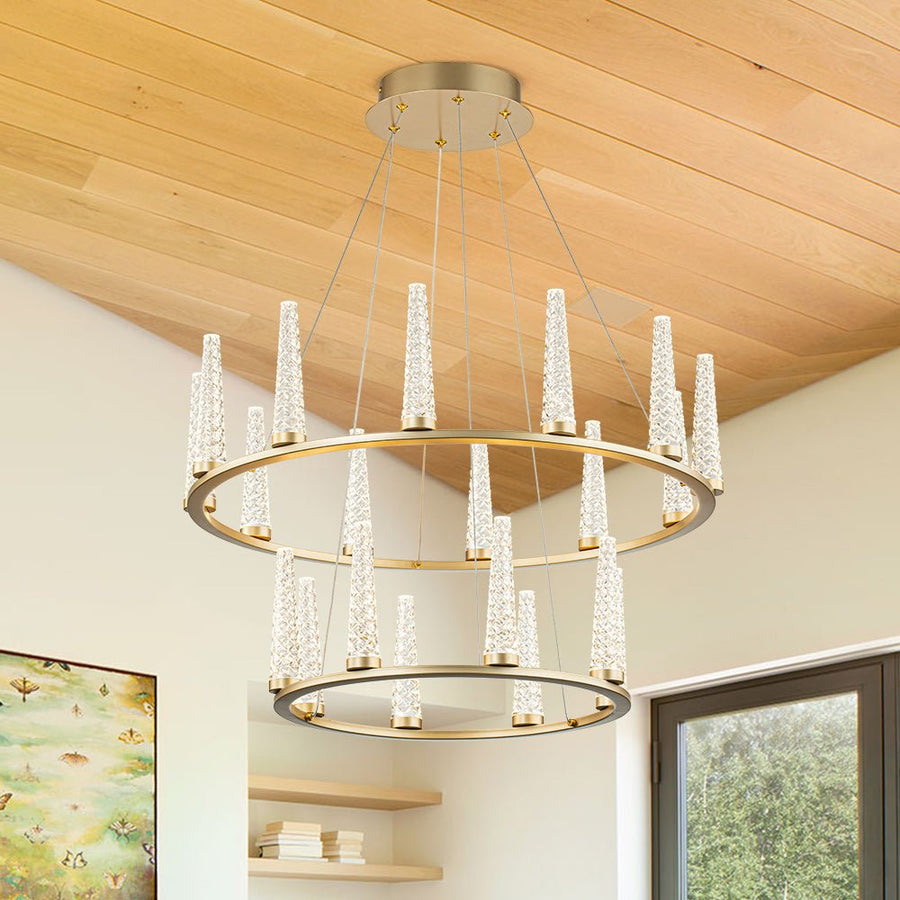 Farmhouze Light-Modern Gold Dimmable LED Wagon Wheel Chandelier-Chandelier-12-Light/1-Tired (Pre-Order)-