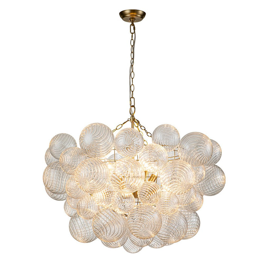 Farmhouze Light-Modern Luxe Swirled Glass Globe Bubble Chandelier-Chandelier-3-Light-Brass