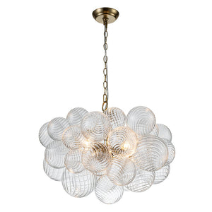 Farmhouze Light-Modern Luxe Swirled Glass Globe Bubble Chandelier-Chandelier-3-Light-Brass