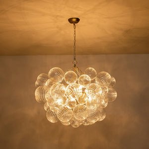 Farmhouze Light-Modern Luxe Swirled Glass Globe Bubble Chandelier-Chandelier-3-Light-Brass