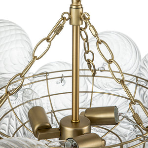 Farmhouze Light-Modern Luxe Swirled Glass Globe Bubble Chandelier-Chandelier-3-Light-Brass