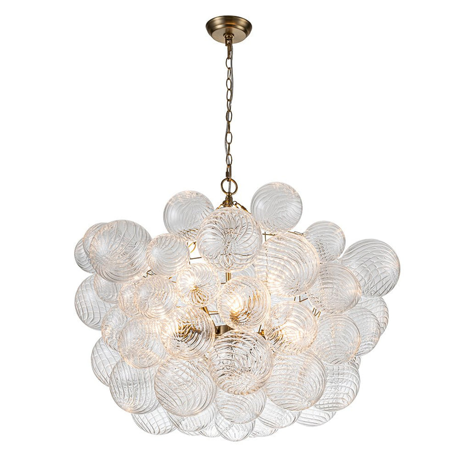 Farmhouze Light-Modern Luxe Swirled Glass Globe Bubble Chandelier-Chandelier-3-Light-Brass