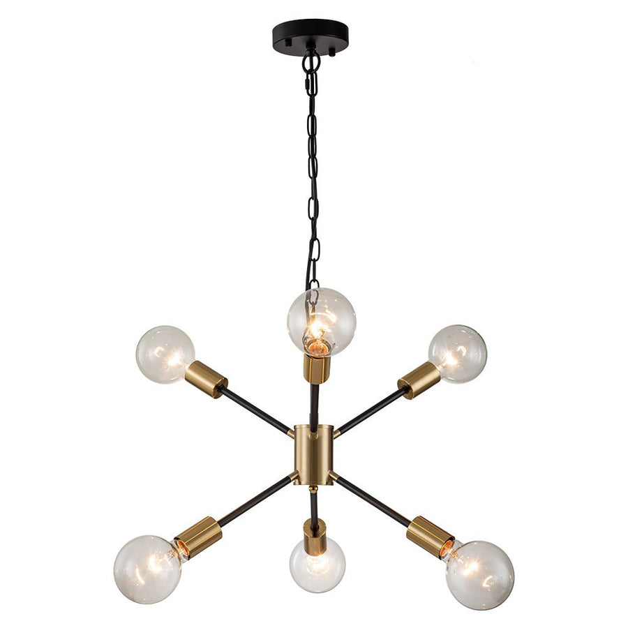 Farmhouze Light-Modern Mid-century 6-Light Sputnik Chandelier-Chandelier-Black-