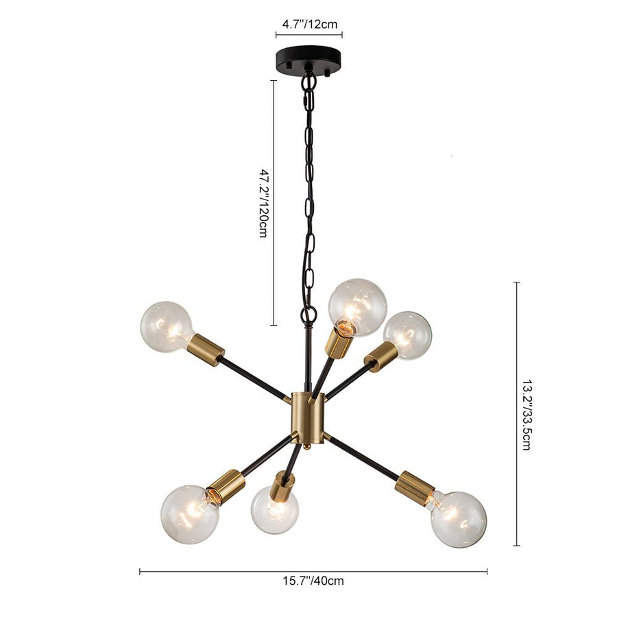 Farmhouze Light-Modern Mid-century 6-Light Sputnik Chandelier-Chandelier-Black-