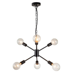 Farmhouze Light-Modern Mid-century 6-Light Sputnik Chandelier-Chandelier-Black-