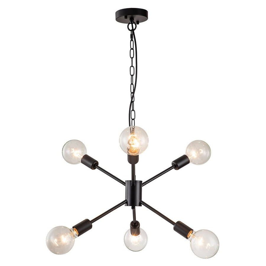 Farmhouze Light-Modern Mid-century 6-Light Sputnik Chandelier-Chandelier-Black-