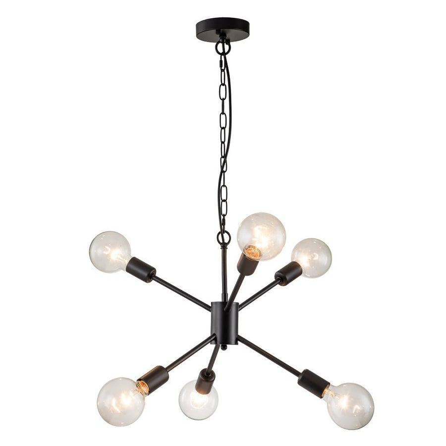 Farmhouze Light-Modern Mid-century 6-Light Sputnik Chandelier-Chandelier-Black-