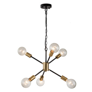 Farmhouze Light-Modern Mid-century 6-Light Sputnik Chandelier-Chandelier-Black-