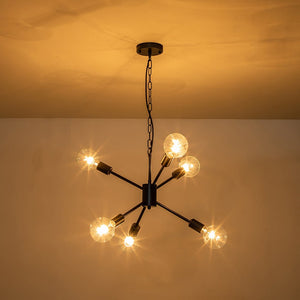 Farmhouze Light-Modern Mid-century 6-Light Sputnik Chandelier-Chandelier-Black-