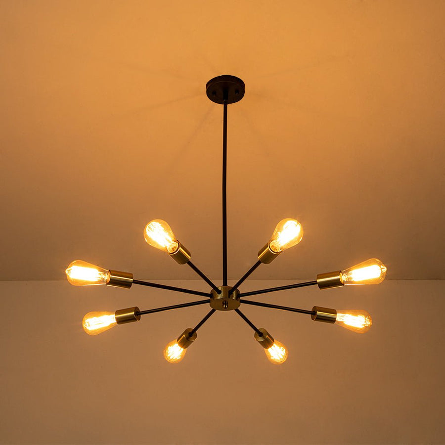 Farmhouze Light-Modern Mid-Century Linear Sputnik Pendant Light-Chandelier-Nickel-6-Light