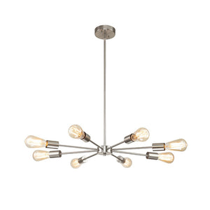 Farmhouze Light-Modern Mid-Century Linear Sputnik Pendant Light-Chandelier-Nickel-6-Light