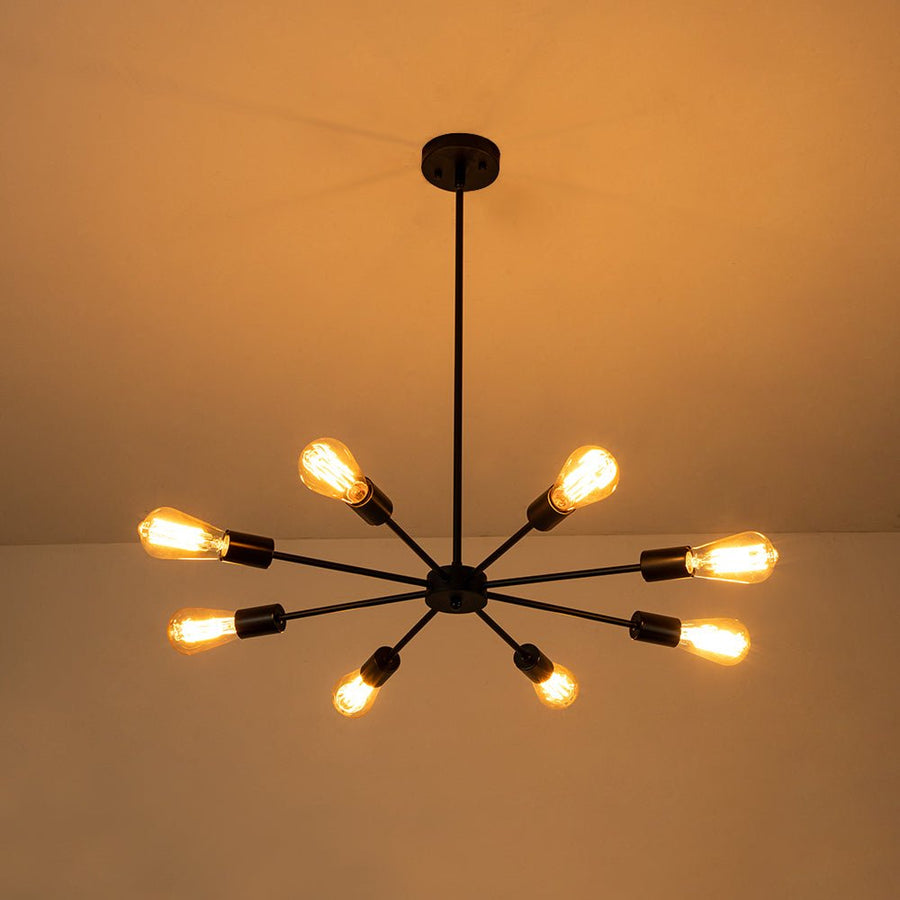 Farmhouze Light-Modern Mid-Century Linear Sputnik Pendant Light-Chandelier-Nickel-6-Light