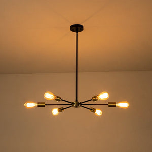 Farmhouze Light-Modern Mid-Century Linear Sputnik Pendant Light-Chandelier-Nickel-6-Light