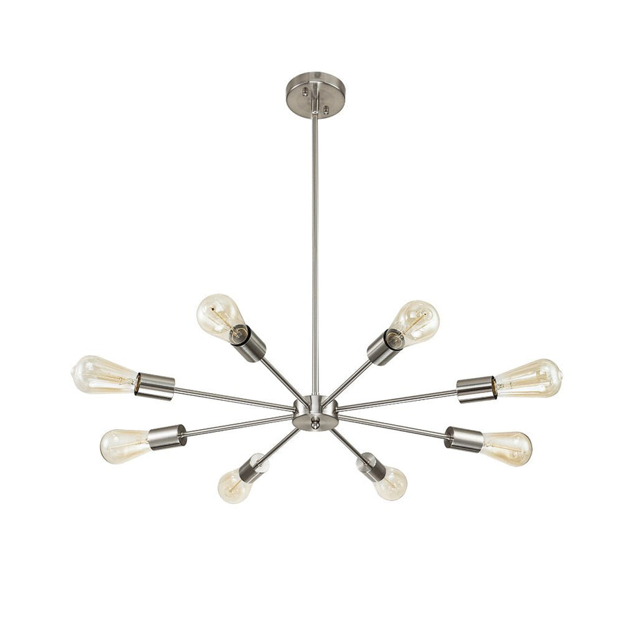 Farmhouze Light-Modern Mid-Century Linear Sputnik Pendant Light-Chandelier-Nickel-6-Light