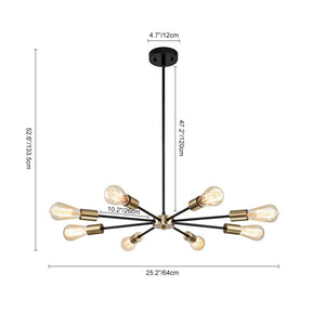 Farmhouze Light-Modern Mid-Century Linear Sputnik Pendant Light-Chandelier-Nickel-6-Light