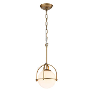Farmhouze Light-Modern Vintage 1-Light Opal Glass Globe Pendant Light-Pendant-Brass-