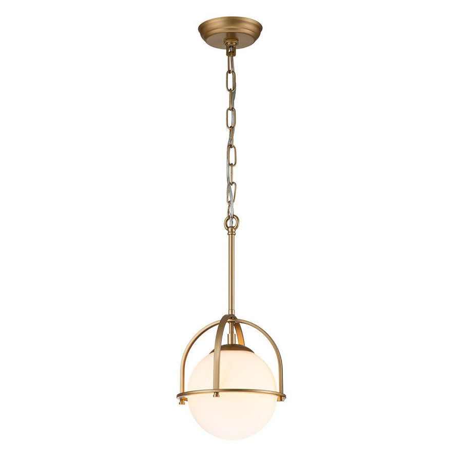 Farmhouze Light-Modern Vintage 1-Light Opal Glass Globe Pendant Light-Pendant-Brass-