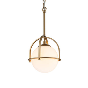 Farmhouze Light-Modern Vintage 1-Light Opal Glass Globe Pendant Light-Pendant-Brass-