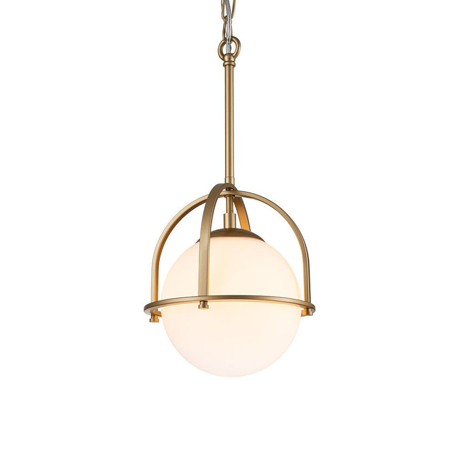 Farmhouze Light-Modern Vintage 1-Light Opal Glass Globe Pendant Light-Pendant-Brass-