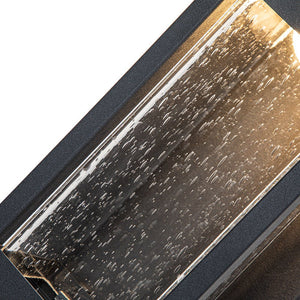 Farmhouze Light-Rectangle Seeded Glass Box LED Outdoor Wall Light-Wall Sconce-Black-