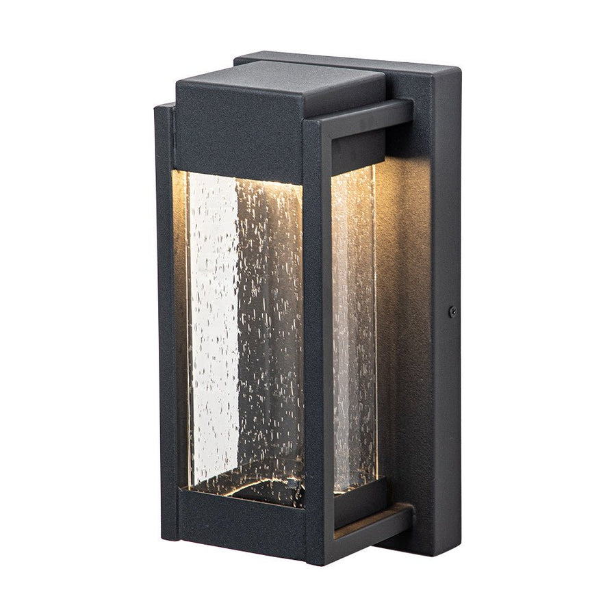 Farmhouze Light-Rectangle Seeded Glass Box LED Outdoor Wall Light-Wall Sconce-Black-