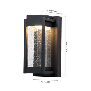 Farmhouze Light-Rectangle Seeded Glass Box LED Outdoor Wall Light-Wall Sconce-Black-