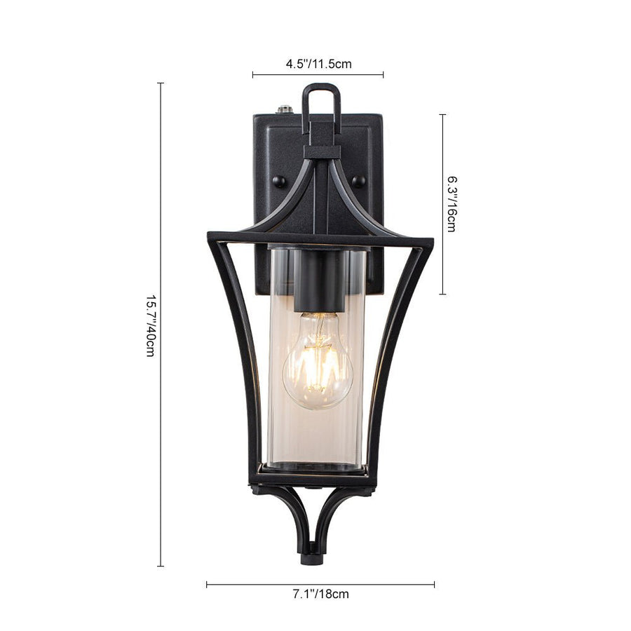 Farmhouze Light-Retro Black 1-Light Outdoor Wall Lantern Light-Wall Sconce-Black-1-Light