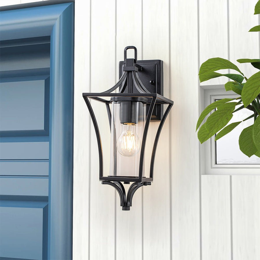 Farmhouze Light-Retro Black 1-Light Outdoor Wall Lantern Light-Wall Sconce-Black-1-Light