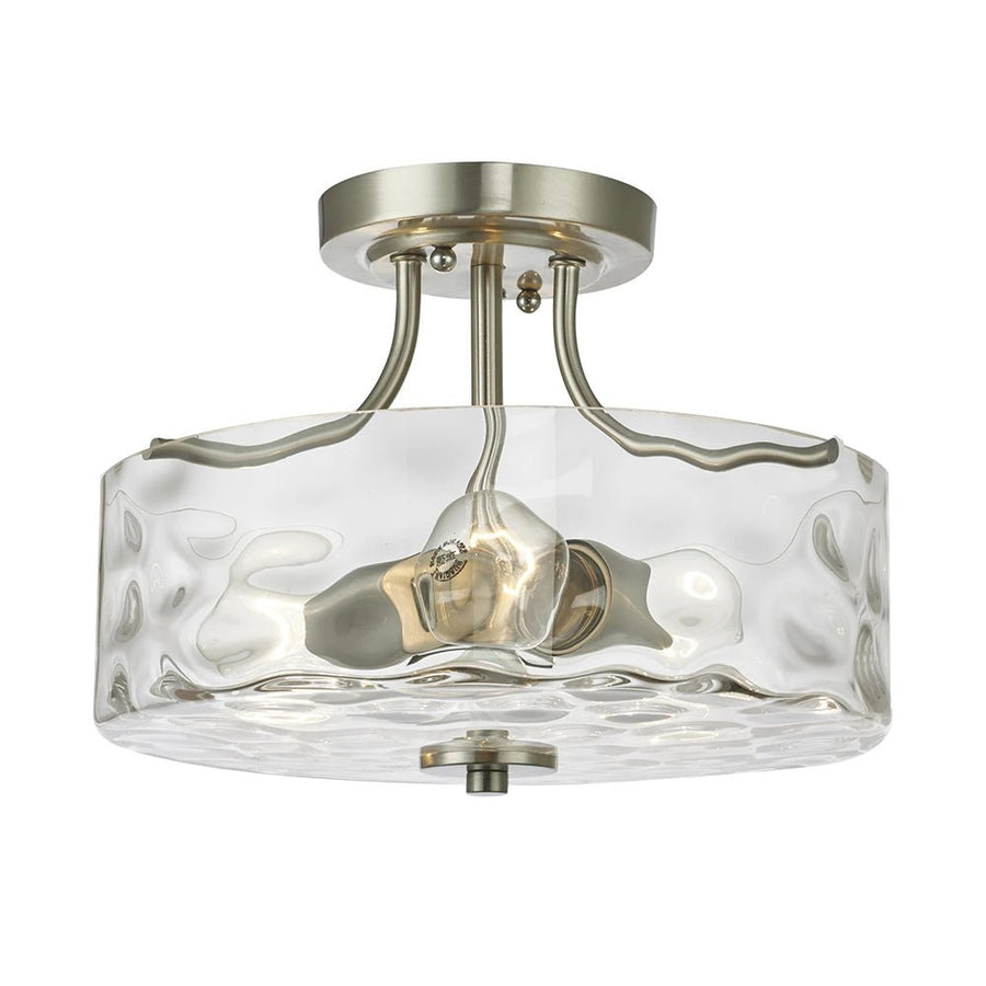 Farmhouze Light-Round Hammered Glass Semi Flush Mount-Ceiling Light--