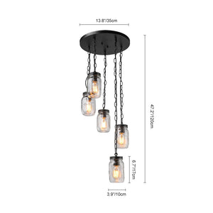 Farmhouze Light-Rustic 5-Light Mason Jar Pendant Light-Pendant--