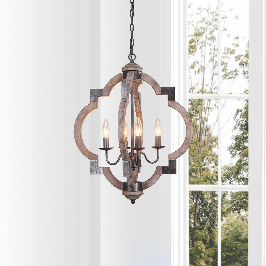 Farmhouze Light-Rustic Geometric Lantern Pendant Light-Chandelier--