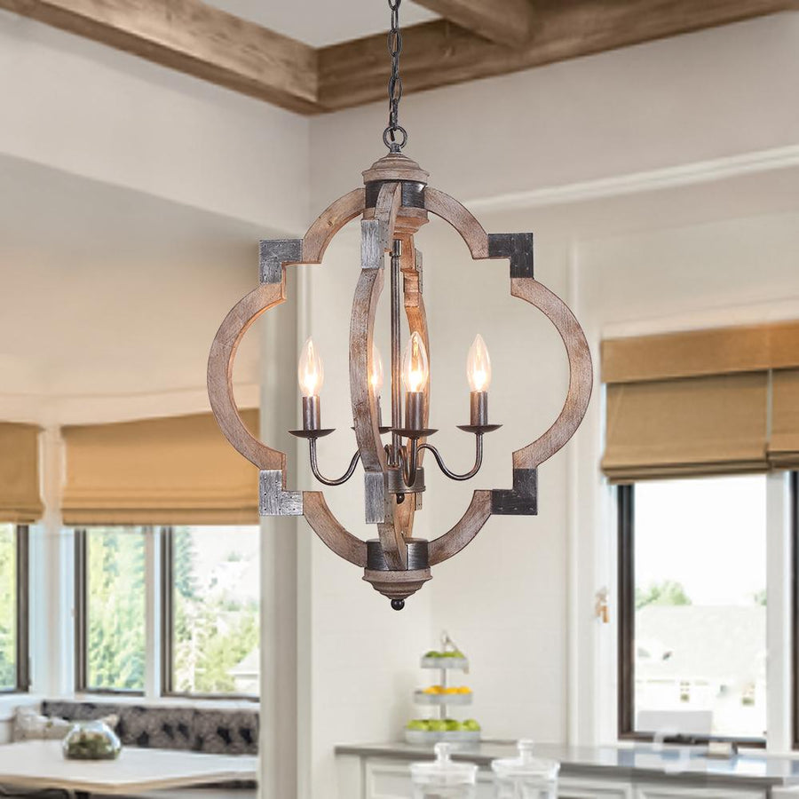 Farmhouze Light-Rustic Geometric Lantern Pendant Light-Chandelier--