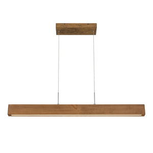 Farmhouze Light-Rustic Linear Wood Dimmable LED Kitchen Island Pendant -Chandelier-Walnut-