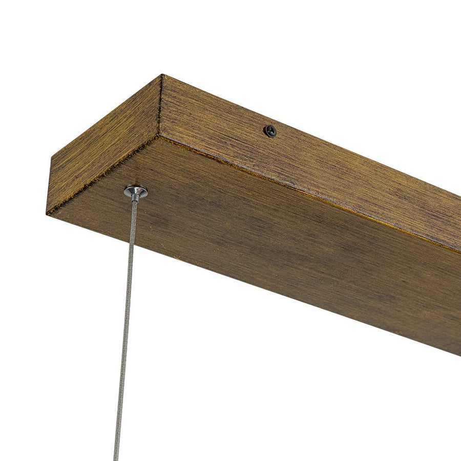 Farmhouze Light-Rustic Linear Wood Dimmable LED Kitchen Island Pendant -Chandelier-Walnut-