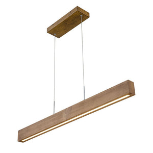 Farmhouze Light-Rustic Linear Wood Dimmable LED Kitchen Island Pendant -Chandelier-Walnut-