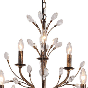 Farmhouze Light-Rustic Vintage Crystal Branch Chandelier-Chandelier-9-Lt-