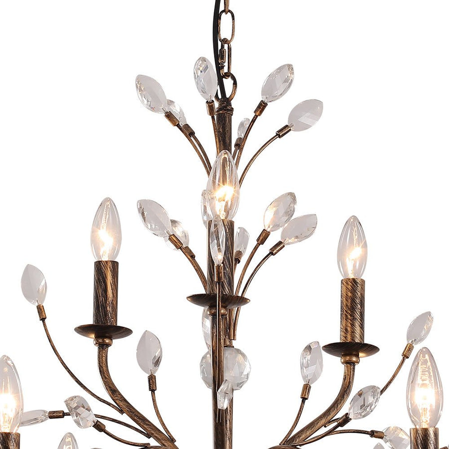 Farmhouze Light-Rustic Vintage Crystal Branch Chandelier-Chandelier-9-Lt-