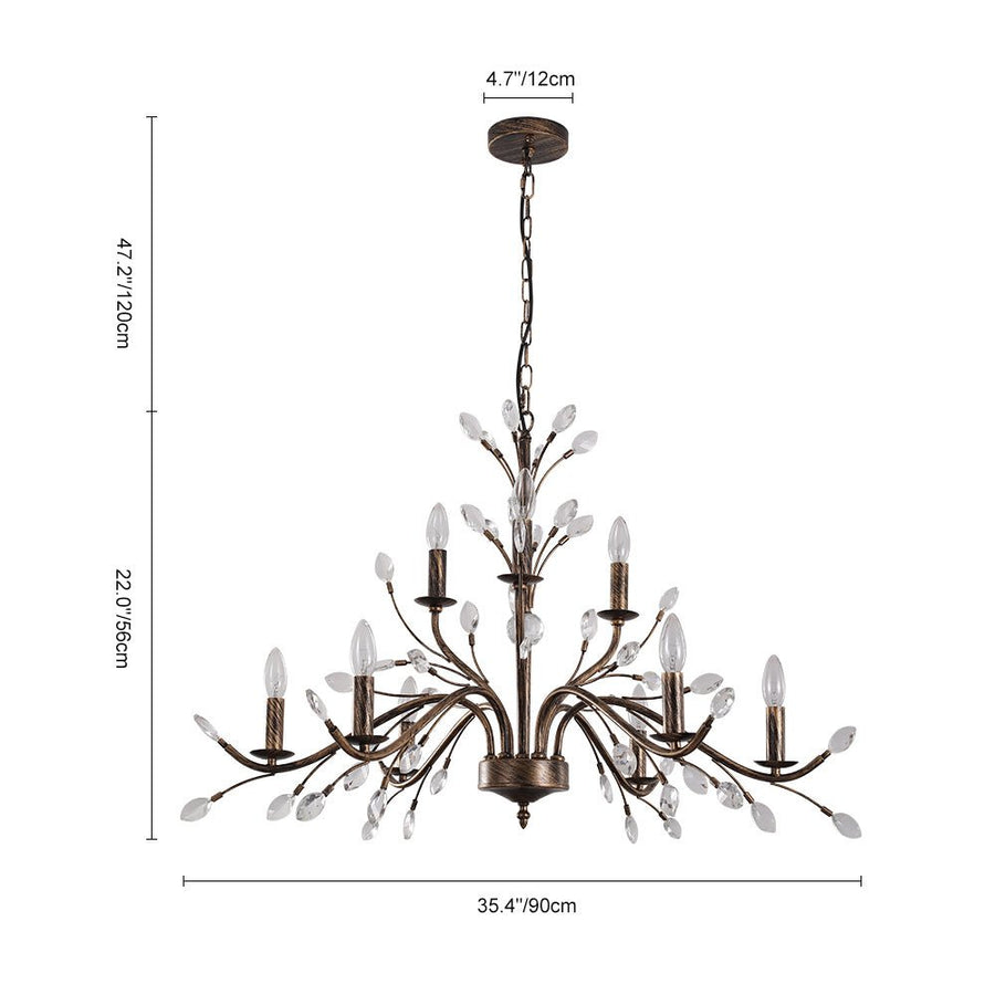 Farmhouze Light-Rustic Vintage Crystal Branch Chandelier-Chandelier-9-Lt-