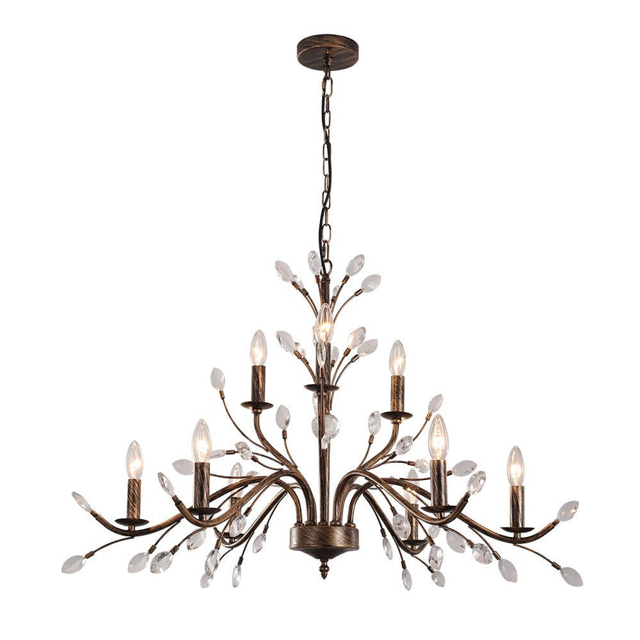 Farmhouze Light-Rustic Vintage Crystal Branch Chandelier-Chandelier-9-Lt-