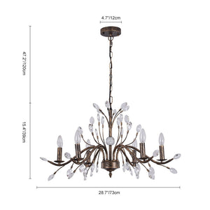 Farmhouze Light-Rustic Vintage Crystal Branch Chandelier-Chandelier-9-Lt-
